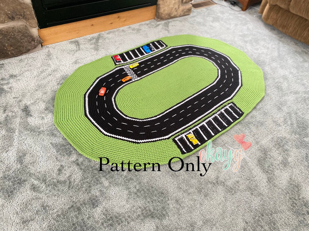 Crochet Pattern, Racetrack Play Rug, Area Rug, Crochet Nursery Rug Etsy