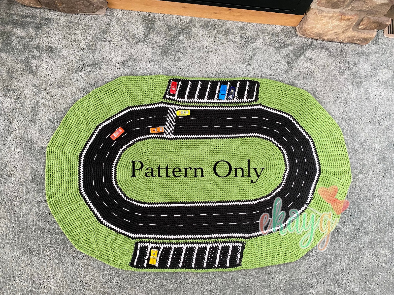 Crochet Pattern, Racetrack Play Rug, Area Rug, Crochet Nursery Rug Etsy