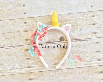 Crochet Pattern, Unicorn Headband