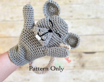 Crochet Pattern, Mouse Hand Puppet, Alice's Adventures in Wonderland