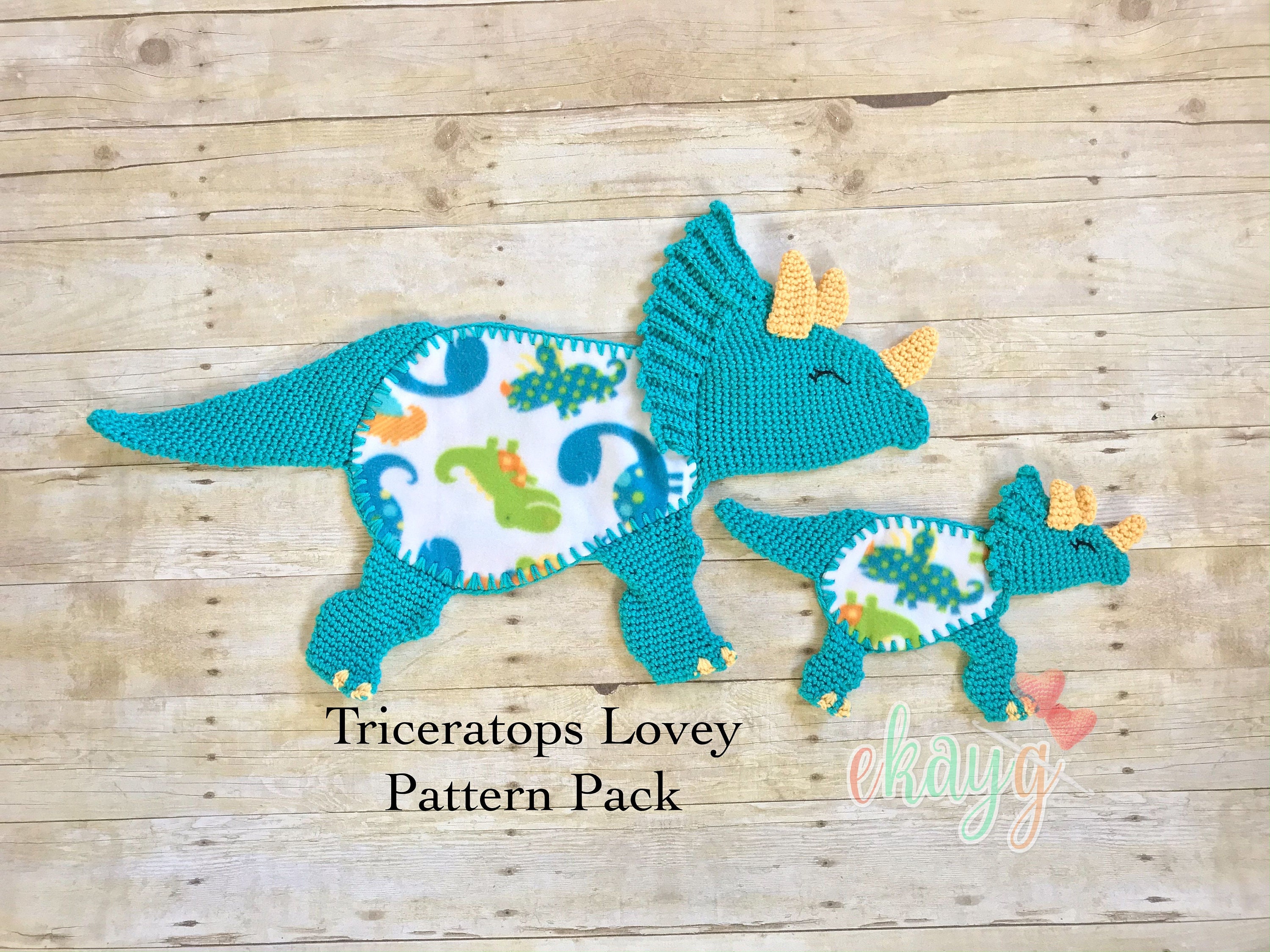 39 Triceratops Crochet Patterns for Dino Lovers, Nursery Decor, and Handmade Gifts 5 Crochet Pattern Triceratops Fleece Lovey Patterns