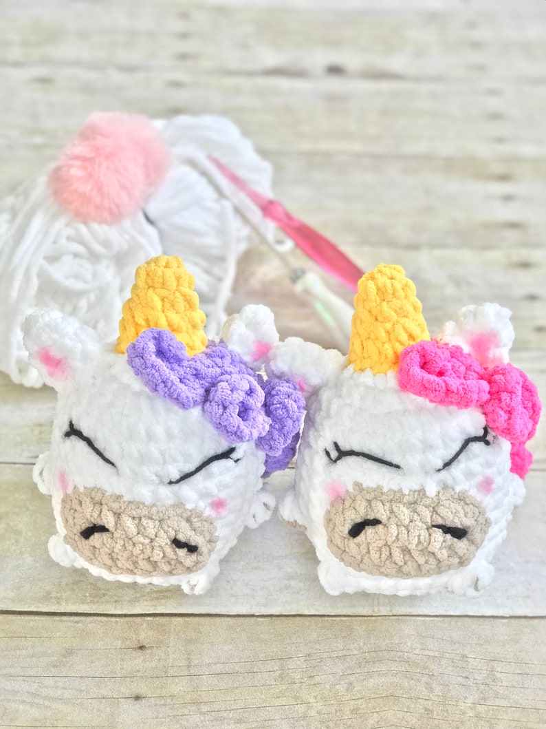 Crochet Pattern, Puffy Stuffy Unicorn with Pocket Pal Keychain Modification image 2