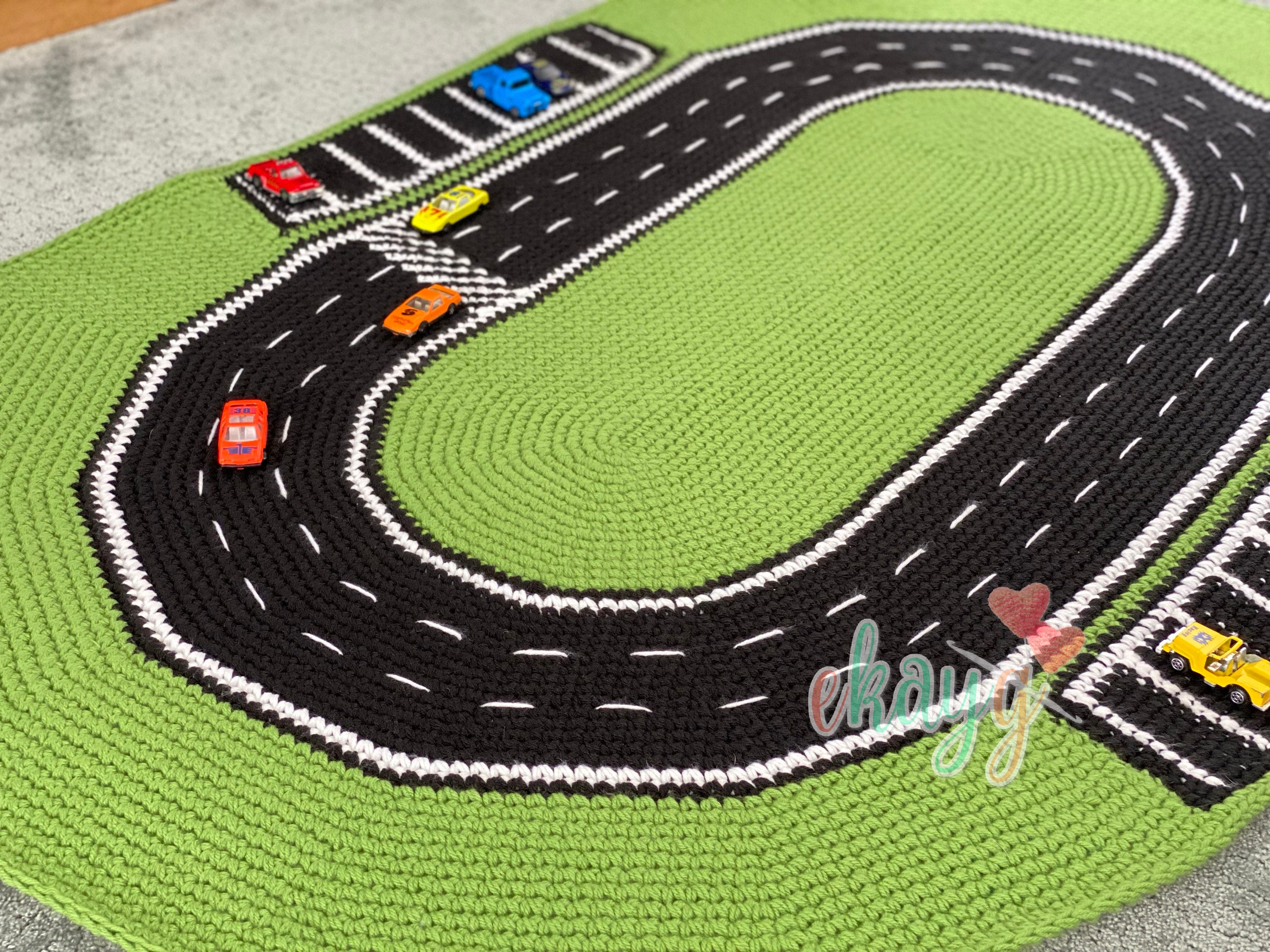 Crochet Pattern Racetrack Play Rug Area Rug Crochet Nursery Etsy Canada