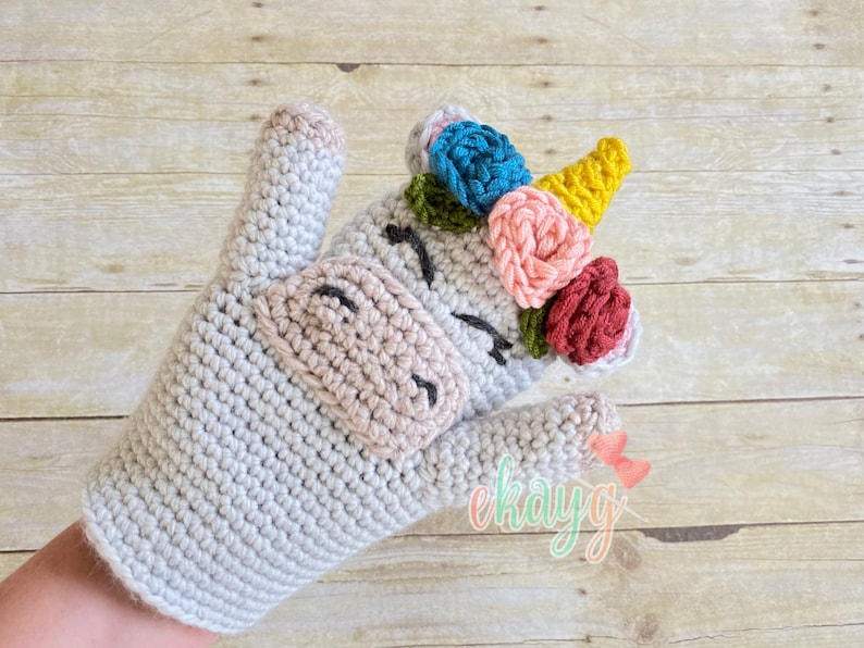 Crochet Pattern, Unicorn Hand Puppet image 5