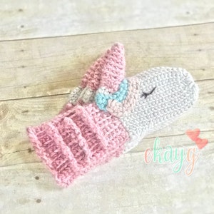 Crochet Pattern, Unicorn Mittens, Todder through Teen Sizes image 2