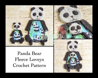 Crochet Pattern, Panda Fleece Lovey Patterns, Large and Small Security Blankets