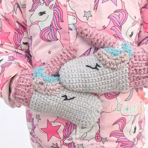 Crochet Pattern, Unicorn Mittens, Todder through Teen Sizes image 3