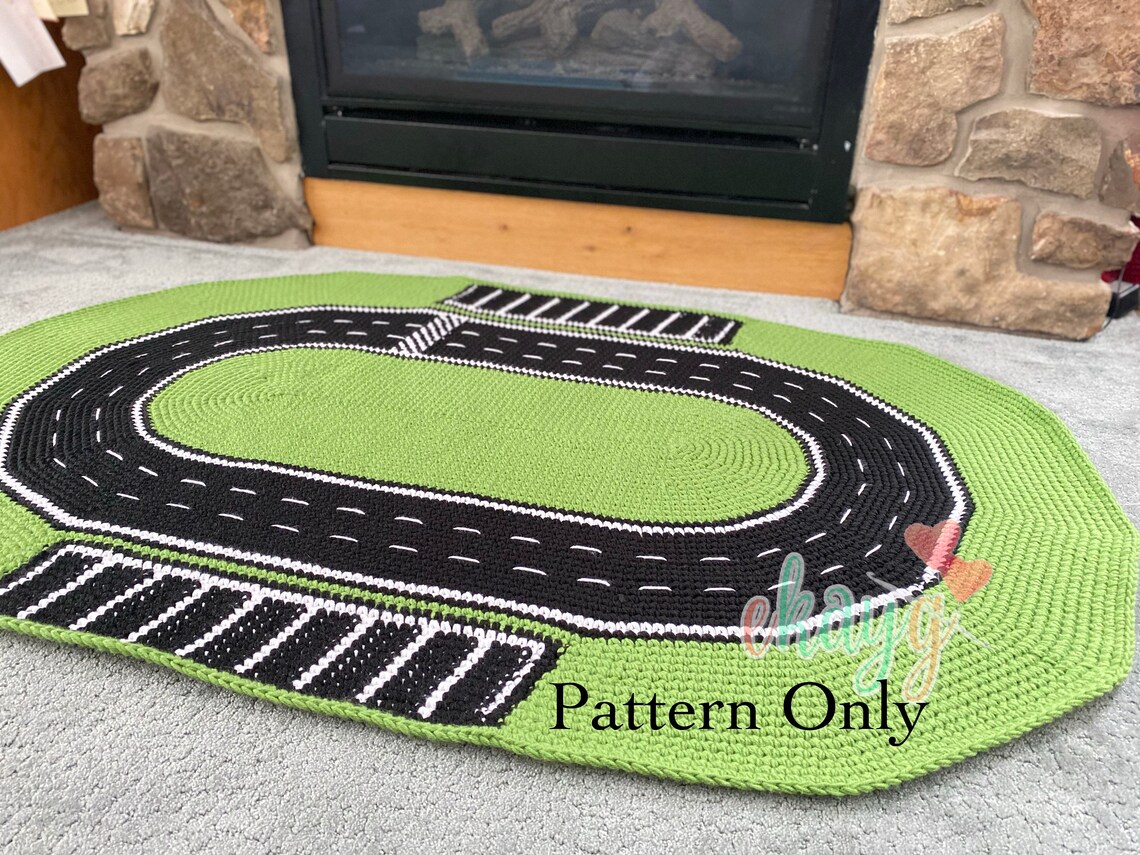 Crochet Pattern Racetrack Play Rug Area Rug Crochet Nursery Etsy