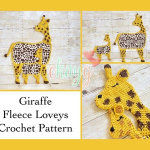 Crochet Pattern, Giraffe Fleece Lovey Patterns, Large and Small image 1