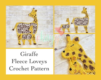 Crochet Pattern, Giraffe Fleece Lovey Patterns, Large and Small