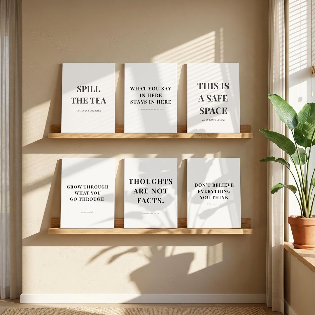 Mental Health Wall Art Set | Minimalist Therapy Prints, Self Growth ...