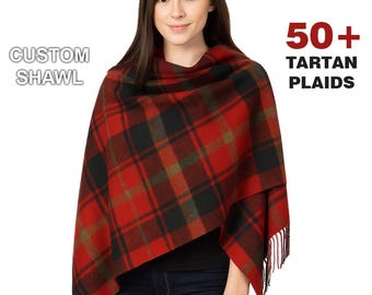 Anpassad tartanpläd sjalstola och halsduk för kvinnor finns i 50+ tartaner handgjorda skotska vintage höglandsullsbrudkläder för vintern