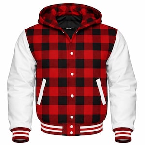 Custom Tartan Varsity Jacket | Wool Leather Letterman Hoodie | Personalized Chenille Patches | Scottish Plaid Jacket | 60+ Tartans