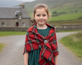 Girls Custom Tartan Shawl Vintage Scottish Handmade Kids Fly Plaid For All Ages Highland Wedding Winter Wool Shawls Available in 60+ Tartans
