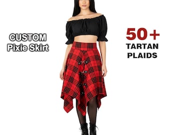 Women Tartan Pixie Skirt Handmade Custom Plaids Skirts Available in 50+ Tartans Fairy Modern Fashion Wool Girls Skirt 28-60 Sizes