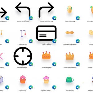 Puede incluir: Una colección de gráficos vectoriales e iconos sobre un fondo blanco. Los iconos incluyen flechas, una tarjeta de crédito, coronas, una bola de cristal, una magdalena, una taza de té y un objetivo. Cada icono tiene una etiqueta de texto correspondiente.