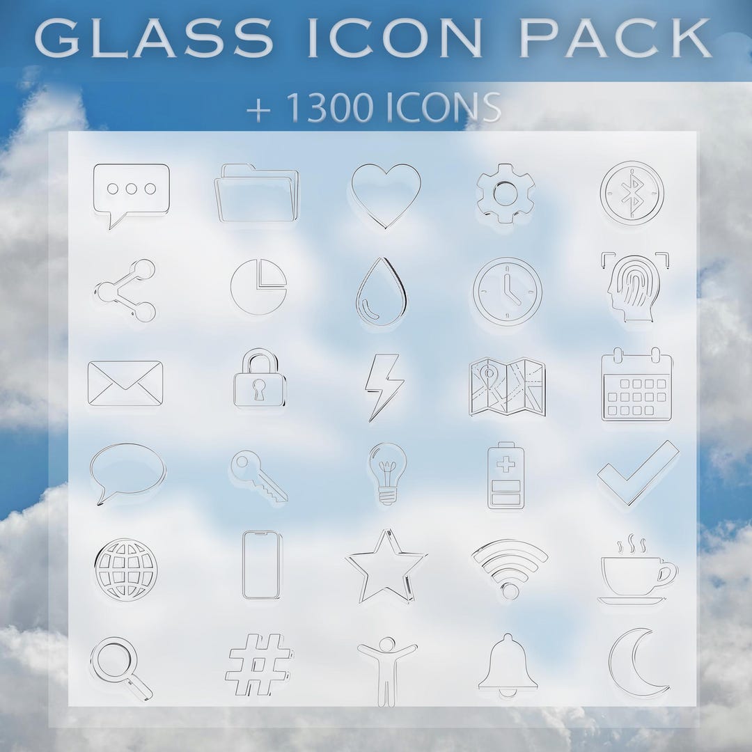 1300+ Glass Icons Pack, Frosted UI, Apple Style App Icons, Transparent ...