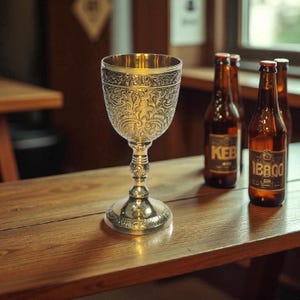 Handcrafted Brass Wine Goblet – Vintage-Style Engraved Chalice for Wine, Mead, or Decor – Medieval-Inspired Drinkware