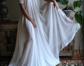 Vintage Inspired White Cotton Nightgown – Off Shoulder Ethereal Loungewear