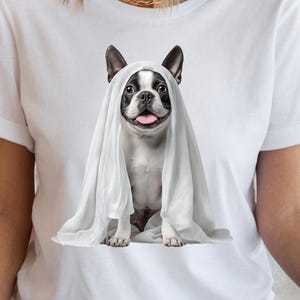 Boston Terrier Dog Halloween Shirt, Cute Ghost Dog T-Shirt, Funny Spooky Fall Costume Tee, Boston Terrier Lover & Pet Owner Gift