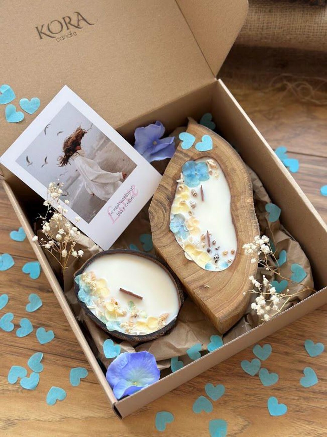 Candle Gift Set – Handmade Soy Candles in Wooden Bowls, Cozy Holiday ...