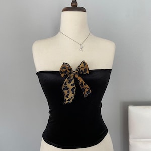 Y2K Strapless Black Velvet Crop Top – Gothic Tube Top – Soft Stretchy Fabric – Festival Party Outfi - velvet goth blouse - strapless blouse