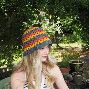 Sombrero de pescador de crochet hecho a mano - Estilo retro en mostaza, caqui y terracota