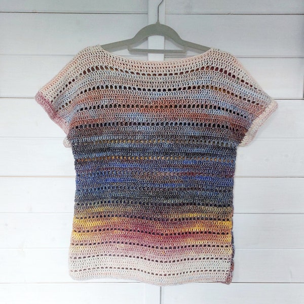 Aurora Tee - Crochet Pattern, UK Terms, Crochet Top Pattern, T-shirt Pattern, Summer Crochet Top Pattern, Downloadable PDF