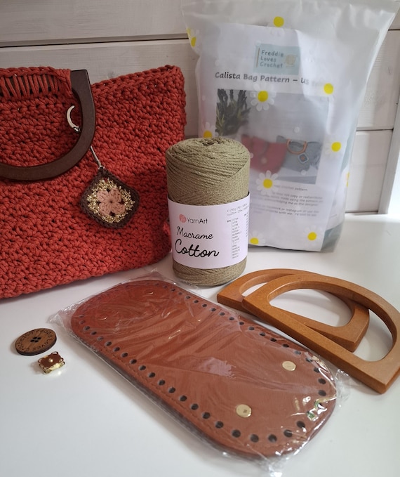 Calista Handbag Crochet Pattern: Macrame Cotton, Faux  display picture 1