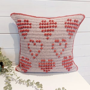 Crochet Love Hearts Cushion Pattern: Reversible Pillow (PDF)