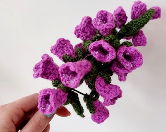 Crochet pattern flowers foxglove bouquet, crochet instructions for beginners, crochet gifts for Easter, crochet plant ideas for mother's day