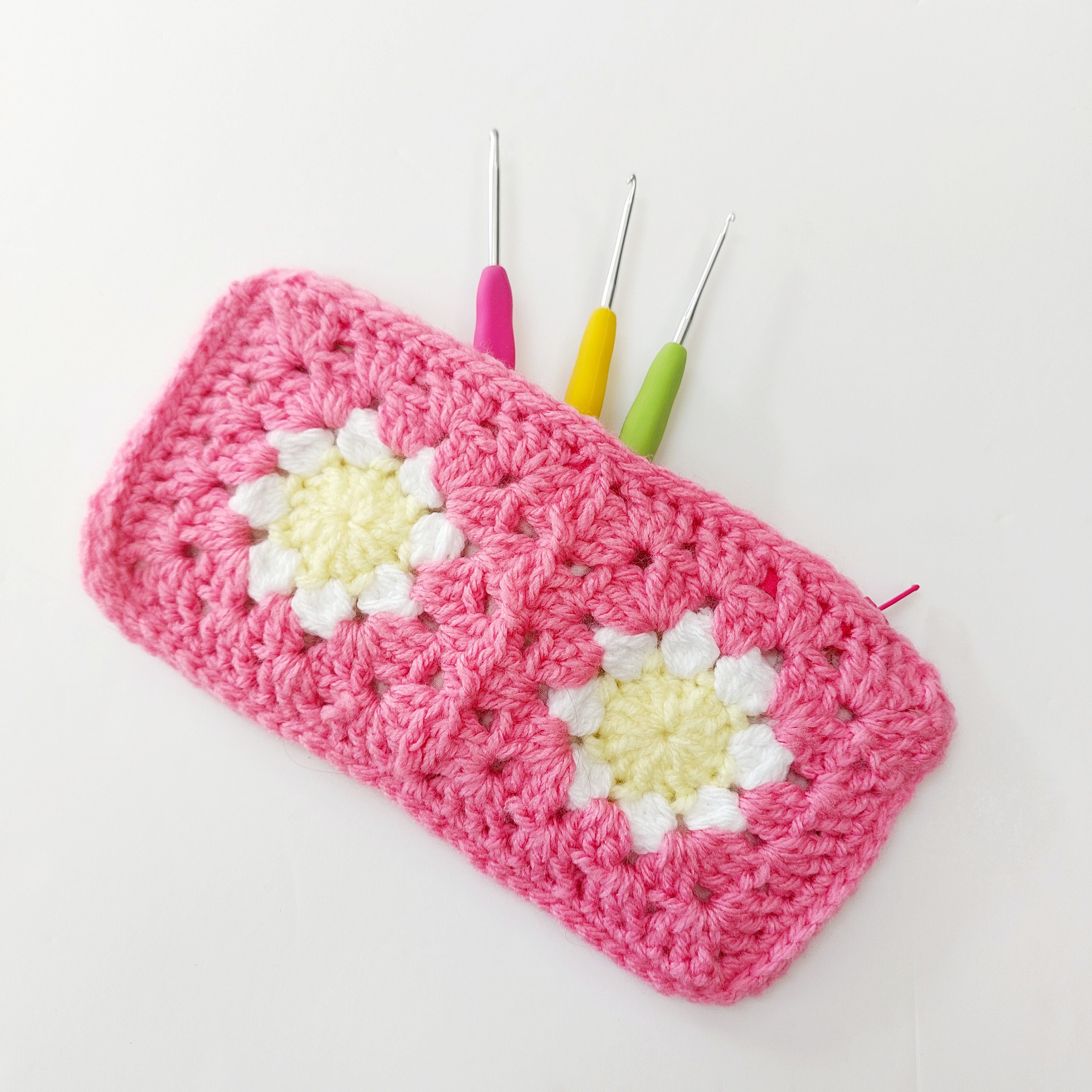 Spiced Tea quilted cotton fabric crochet hook case / holder