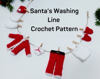 Santa's Washing Line Häkelanleitung: Weihnachtsgirlande (PDF-Muster)