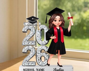 Personalized Crystal Effect Class Of 2026 2027 Senior 2D Flat Acrylic Block Plaque, Graduation Plaque, Graduation Gift, Congratulation Gift