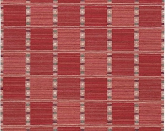 Alfombra Kilim de lana roja: tejido plano a cuadros escandinavos, tejido a mano