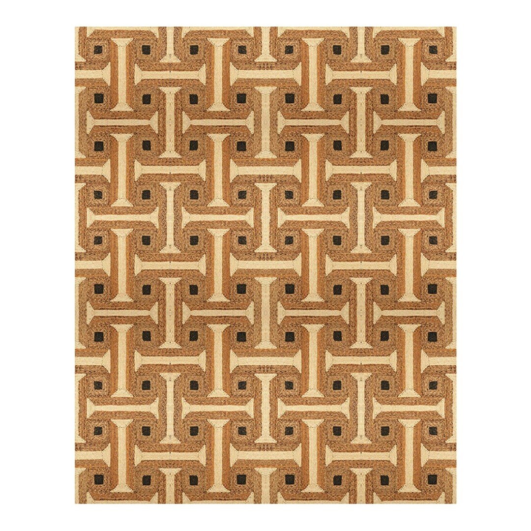 Geometric Interlocking Key Pattern Jute Rug in Natural, Tan, and Brown ...