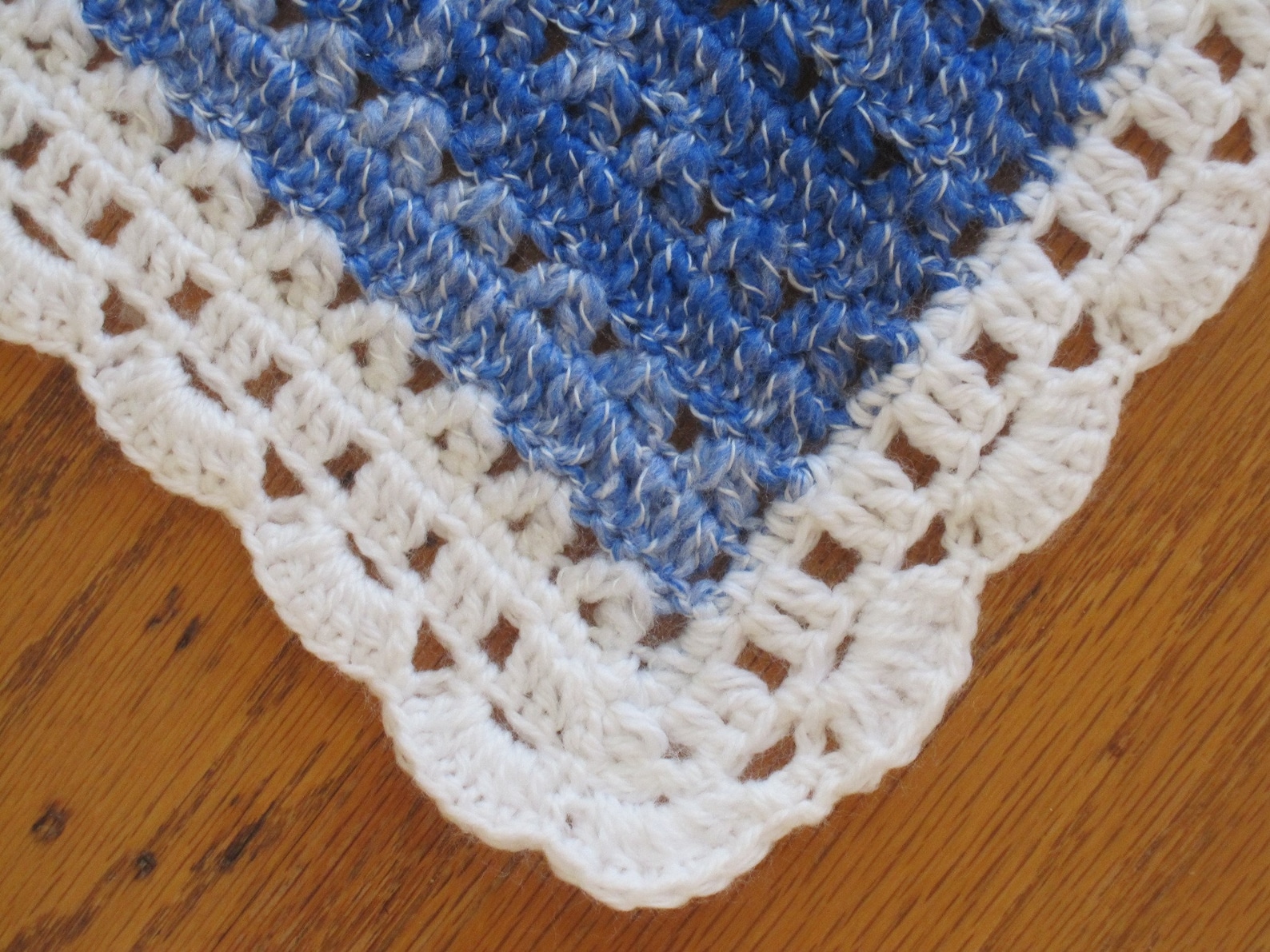 Blue & White Baby Blanket Hand Crocheted in Soft Acrylic Yarn Etsy