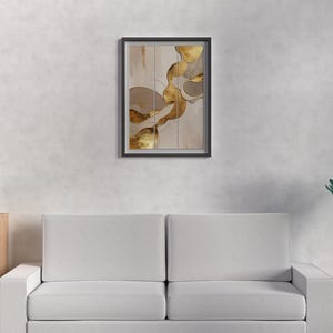 Luxury Triptych Wall Art, Gold Beige Abstract Wall Art For Gallery Walls. Elegant Three-Panel Style Digital Download Art