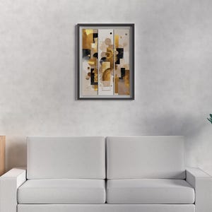 Gold Beige Abstract Triptych Art, Printable Three Panel Design Luxury Modern Neutral Digital Wall Decor
