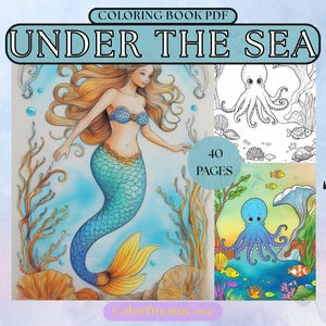 Under the Sea-kleurboek voor volwassenen – Realistische oceaantaferelen, zeedieren en zeeleven, pdf-download (40 pagina&#39;s, 8,5 x 11 inch)