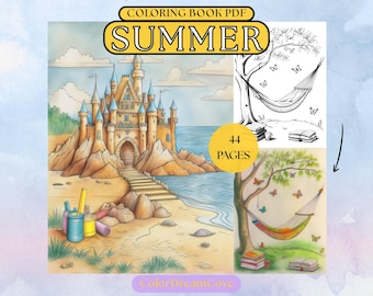 Summer Coloring Book for Adults – Relaxing Nature Scenes (PDF Download)