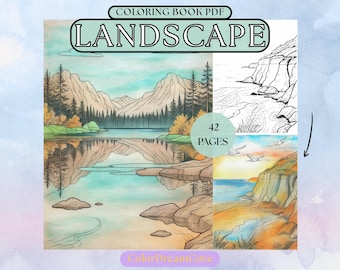 Landschapskleurboek voor volwassenen – realistische natuurtaferelen (pdf-download)