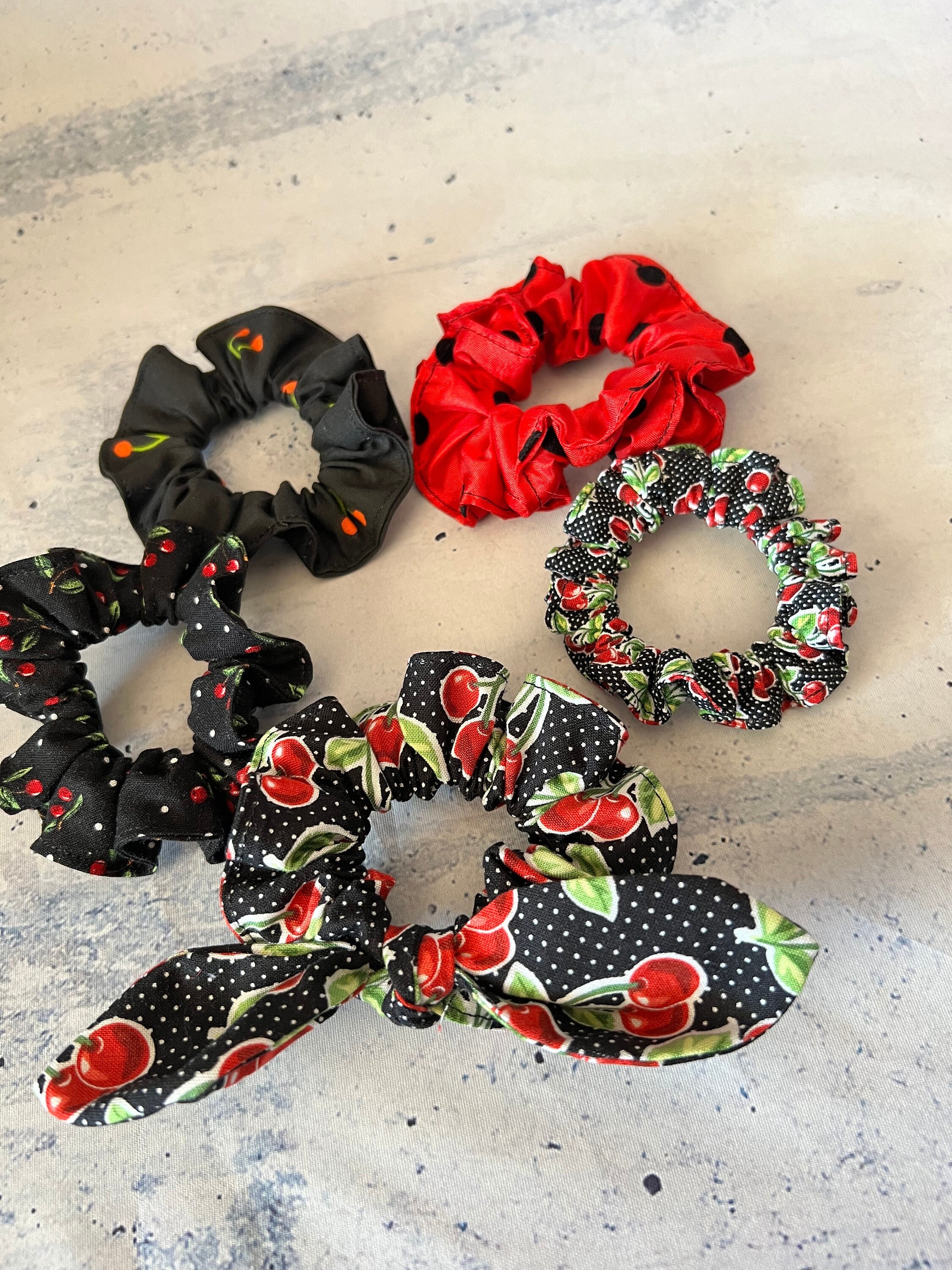 Set of 3 Cherry Hair Ties with Polka Dot Bows Cute Fruit Style Ponytail Holders Amazon.com : Hair Ties Elastics Cartoon Fruit Soft Rubber  main image 2