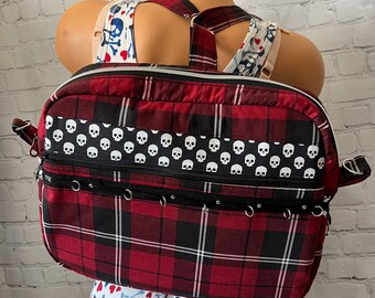 Punk Plaid Convertible Backpack Purse Shoulder Crossbody bag