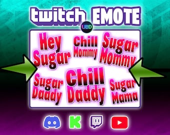 Twitch-emotesset "Sugar Mommy & Daddy" – 6 emotes | Transparante achtergrond | Digitale download | Stream-emotes PNG