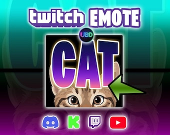 Twitch-emote "Cat Eyes" – Grappige katten-emote met tekst – Digitale download – Transparante achtergrond – Streaming – Sociale media