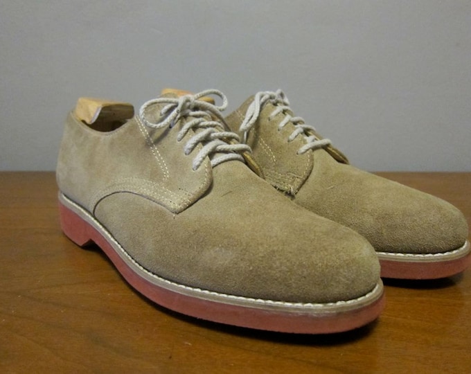 Vintage Tan Suede Dirty Bucks Shoes 10M Red Brick Sole by Dexter - Etsy