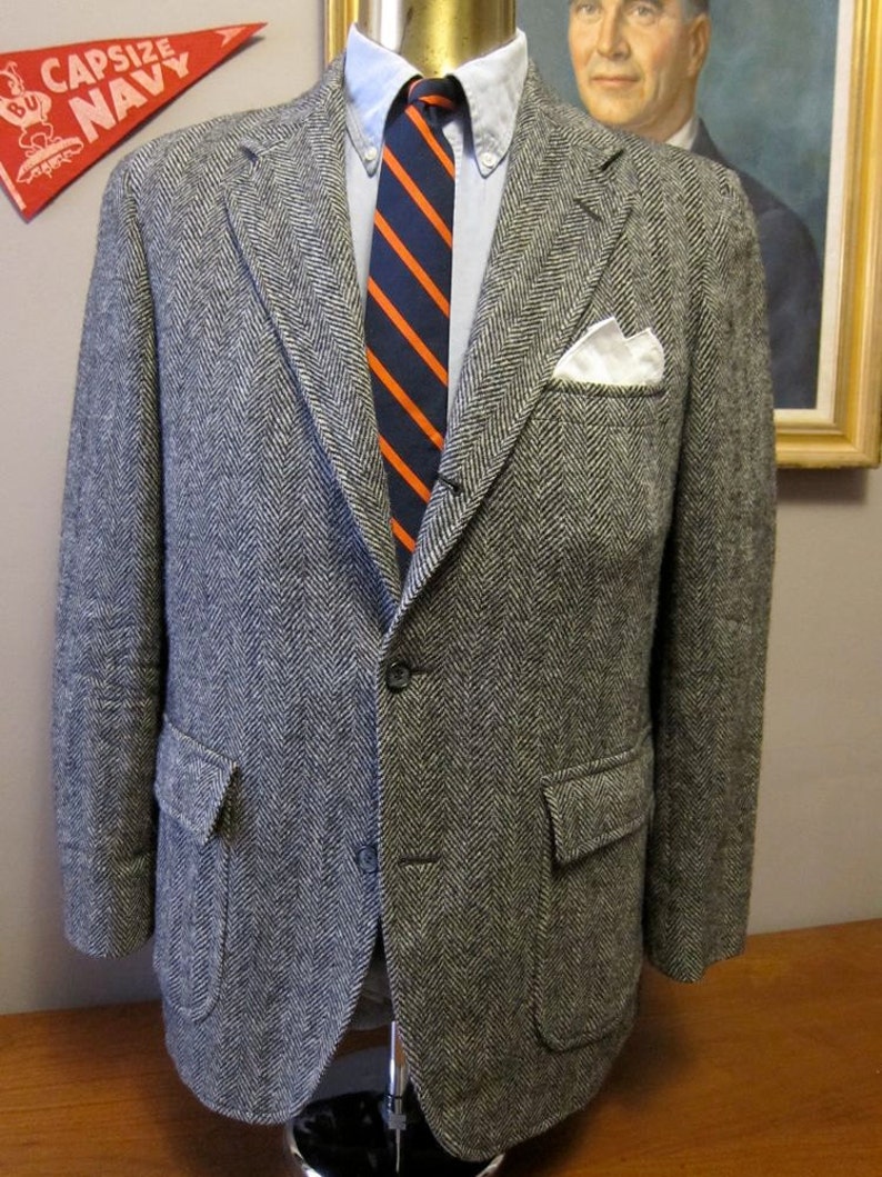 Vintage Brooks Brothers Gray Herringbone Tweed Sack Sport Coat | Etsy