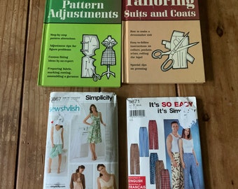 Vintage sewing books and patterns for dress and pajama pants Simplicity