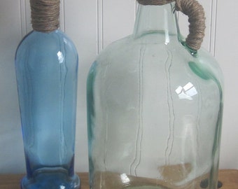 Glass Demijohn Jar Jug Carboy Vintage Inspired with Jute Light Green 4L